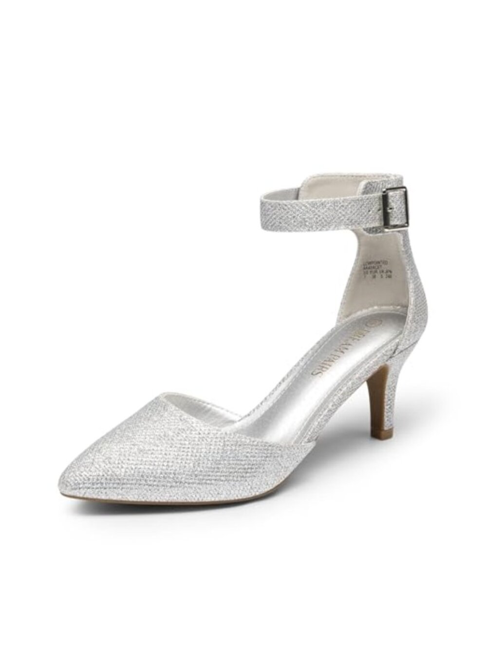 Low Heel Dress Pump Pointed Toe Kitten Heel Ankle Strap